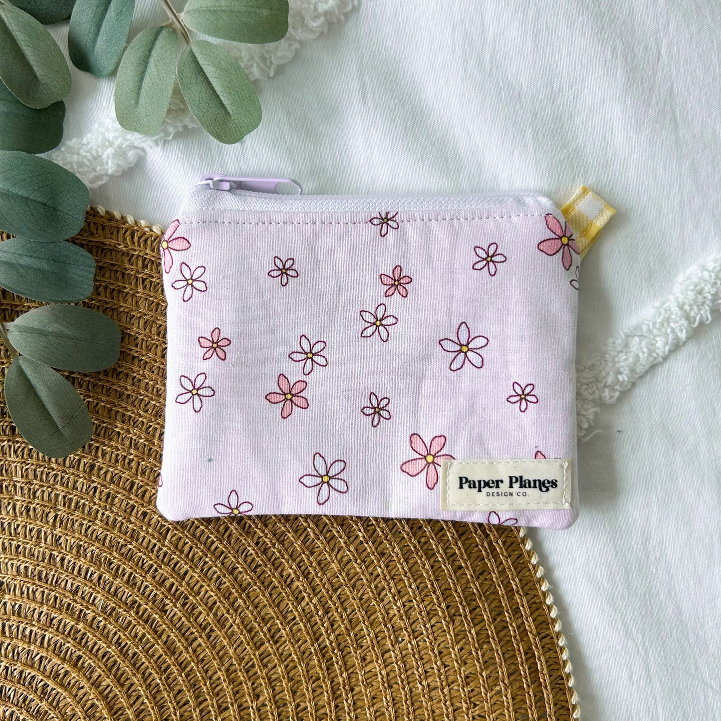 Pink Daisy Doodle Keychain Wallet