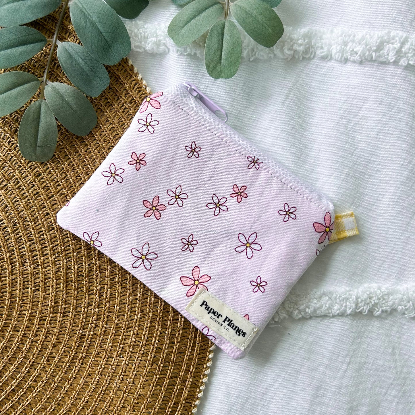 Pink Daisy Doodle Keychain Wallet